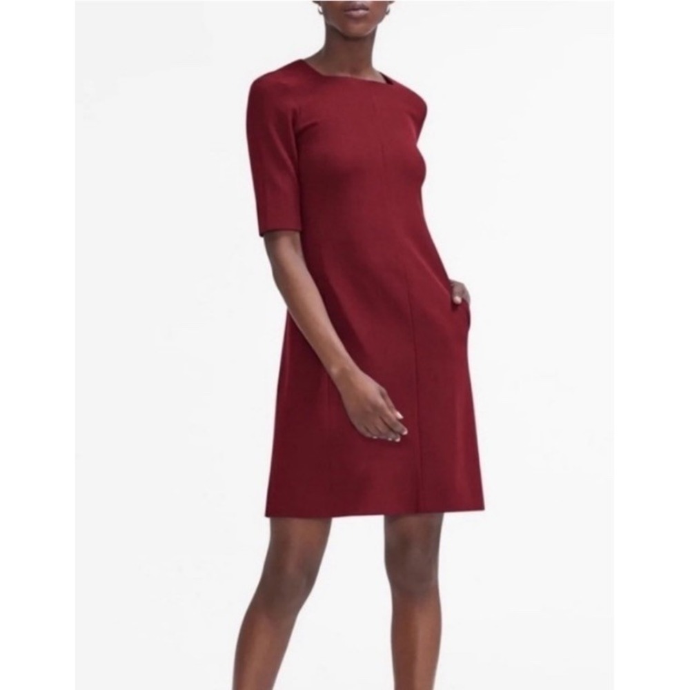 MM LAFLEUR Burgundy Emily A Line Dress 16 Career Office